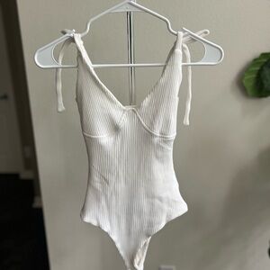 Princess Polly Off-White Ribbed Bodysuit